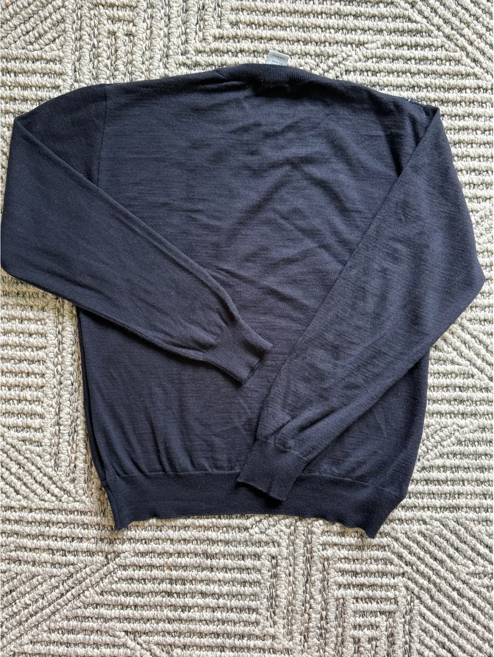 Montechiaro Italy Sweater Mens L Vintage Blue Gray Striped V Neck Cotton/Acrylic